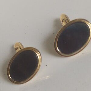 Vintage Men's Mother of Pearl inlay Gold Tone Cuff Links